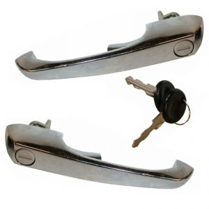 PAIR Door Handles Left & RIGHT 2 Keys VW T2 CHROME 211837205N - A5055422225833