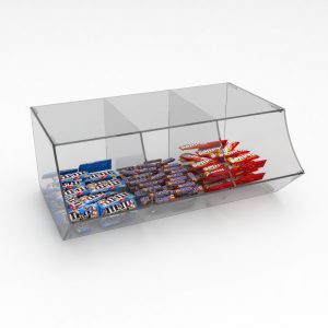 Pick & Mix Dispenser For Wrapped Sweets: 3 Section – 495mm (W) x 200mm (H) x 325mm (D)