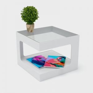 White Acrylic Coffee Table With Clear Top