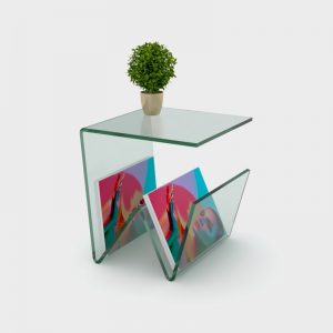 12mm Silicon (Glass Effect) Prestige Acrylic Lamp Table With Magazine Rack