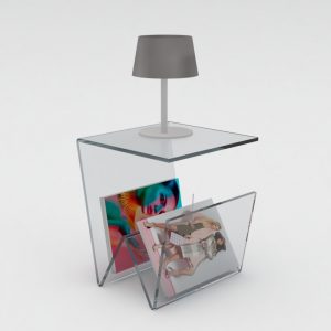 10mm Clear Acrylic Lamp Table & Magazine Rack