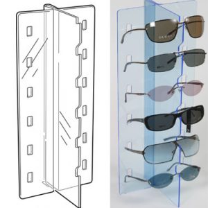 Sunglasses Display Stand – Flat Pack. Freestanding. Clear Acrylic