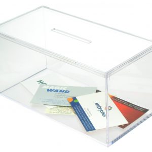 Business Card / Collection Box: 200mm (W) x 95mm (H) x 100mm (D)