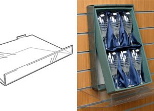 Angled Slatwall Shelf with 50mm Ticket Facility: 400mm (W) x 200mm (D)