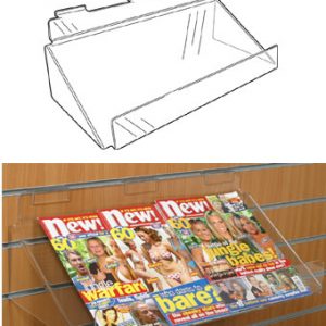 Slatwall Magazine Shelf with 75mm Upstand: 600mm (W) x 320mm (D)