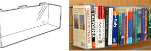 Angled Slatwall Shelf for books & media: 500mm (W) x 200mm (H) x 150mm (D) – save 50%