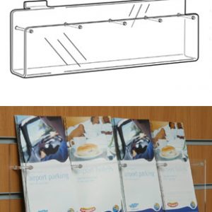 4 Section Leaflet Dispenser – Slat Fix: 1/3 A4 Port – 470mm (W) x 160mm (H) x 48mm (D)
