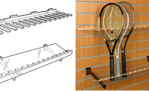 Racket Holder & Support Shelf – Slat Fix: Top holder – 1000mm (W) x 240mm (D)