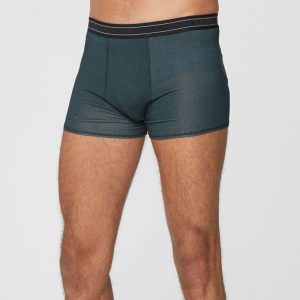 Men's Stripe Michael Bamboo Boxers in Rosemary Green by Thought