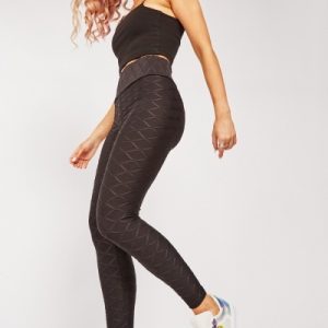 Textured Ruched Back Sports Leggings